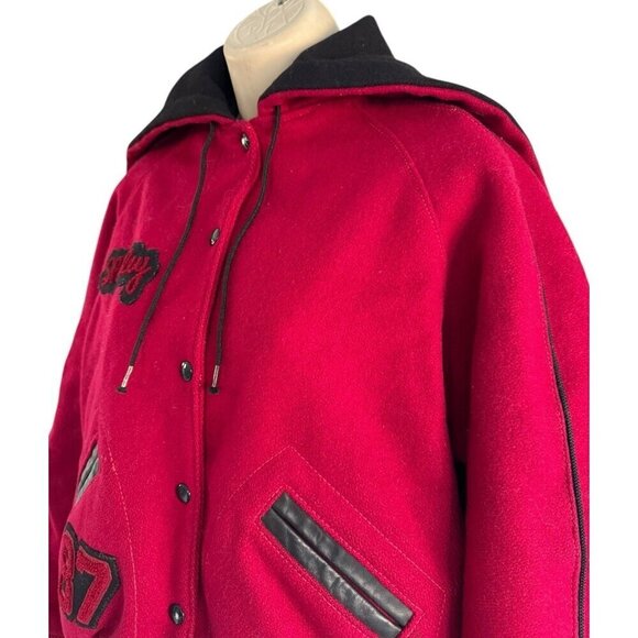 Vtg Nelson Woman's Sz M Red Black Varsity Letterman Jacket Boise Grizzlies 1987 - Picture 2 of 15